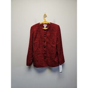 NEW Alfred Dunner 12 Blazer Acrylic Red Black Button Up Vintage  (W5038-B5) NOS